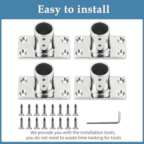 YANYUCB Boat Hand Rail Fitting,316 Stainless Steel Rectangular 60/90 Degree Boat Hand Rail Base(1 inch,1-1/4inch,7/8 inch,1-3/16 inch) with L Shape Hex Key and Screws