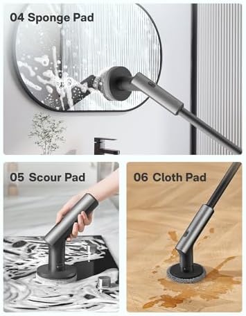 HOTO Cordless Electric Spin Scrubber, IPX7 Waterproof, Powerful Cleaning Scrubber, for Bathroom, Kithchen, Tile, Shower