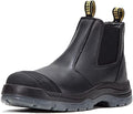 ROCKROOSTER Mens Work Boots, 6 inch Steel Toe, Pull On Safety Leather Chelsea Work Shoes Static Dissipative(AK227, AK222)