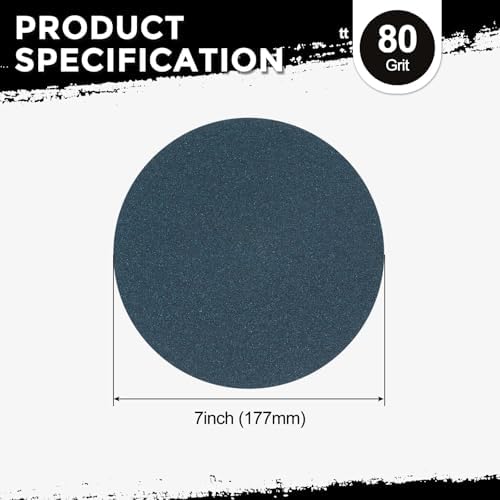 25Pcs Sanding Discs 7In 80Grit Hook and Loop Sandpapers Blue