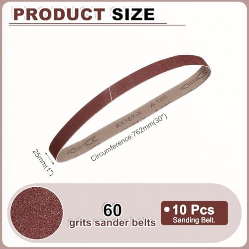 HARFINGTON 1 x 30 Inch Sanding Belts, 10 Pcs 60 Grits Aluminum Oxide