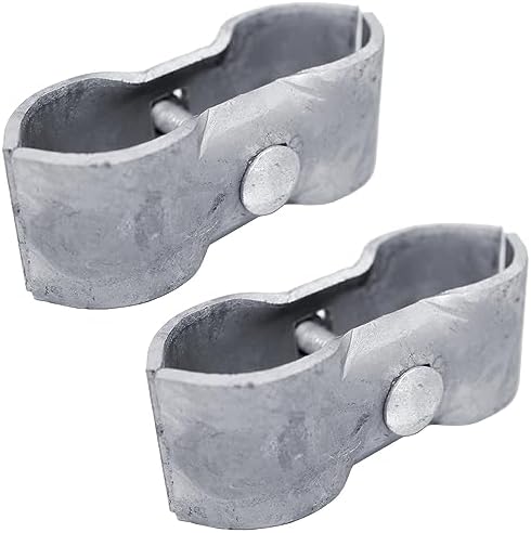 1-3/8" Galvanized Chain Link Fence Panel Clamps with Bolts & Nuts - Saddle Clamps for Dog Kennels & Temporary Fencing (2 Pack)