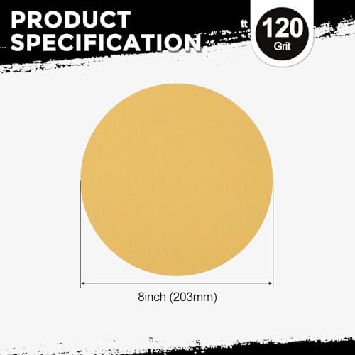 25Pcs Sanding Discs 8In 120Grit Hook and Loop Sandpapers Yellow
