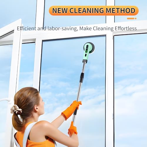 Electric Spin Scrubber, Cordless Electric Scrubber for Cleaning Bathroom,Power Shower Scrubber with Long Handle,Electric Cleaning Brush with 9 Brush Heads for Bathroom,Tub,Floor,Kitchen,Window,Car