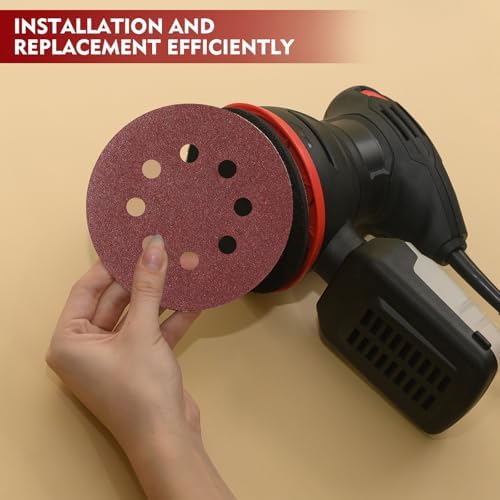 1000 Pcs 5 Inch 8 Hole Sanding Discs Round Hook and Loop Sandpaper 60/80/100/120/150/180/240/320/400/600 Grits Sandpaper for Random Orbital Sander Wood Sanding Automotive Wood Metal Polishing