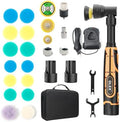 GLEX Cordless Mini Polisher, 12V Cordless Scratch Repairer, Mini Cordless Car Polisher with Polishing Pad and Wool Pad, Premium Set for Polishing, Sanding and Cleaning.