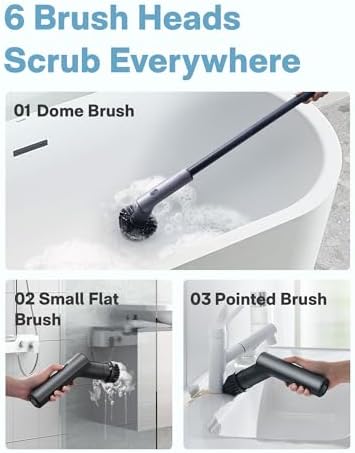 HOTO Cordless Electric Spin Scrubber, IPX7 Waterproof, Powerful Cleaning Scrubber, for Bathroom, Kithchen, Tile, Shower