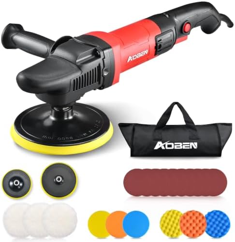 AOBEN Car Buffer Polisher,Rotary polisher,1600W Car Polisher Waxer with 6 Variable Speed,4 Polishing Pads,Detachable Handle for Car Polishing and Waxing
