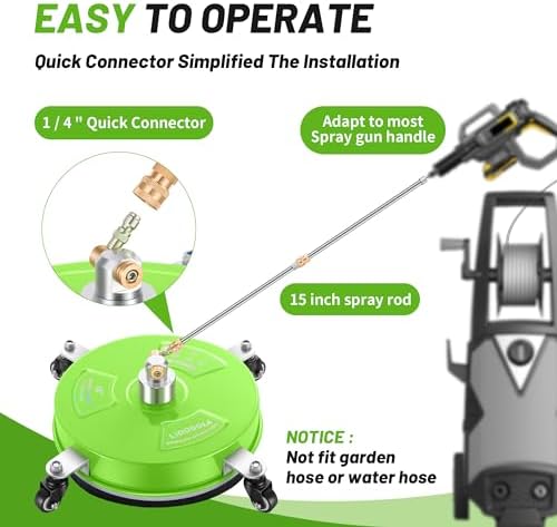 LidoDola 14'' Pressure Washer Surface Cleaner Green, Power Washer Accessory