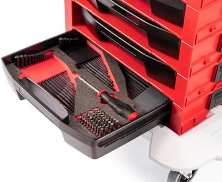 TEKTON L-Key and Bit Driver Set, 78-Piece | OLB94801 | 0.050 - 3/8 in., 1.3 - 10 mm, #1 - #3, T7 - T30, Stacking Organizer, Custom Foam