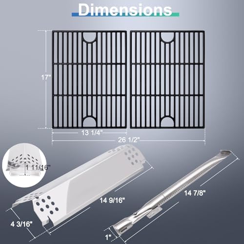 Grill Replacement Parts for Nexgrill 4 Burner 720-0830H, 720-0783E, 720-0888, 720-0830A, 720-0888N, Adjustable 24''-30'' Grease Tray, Cooking Grates, Heat Plates Shield, Burner Tubes and Igniters.