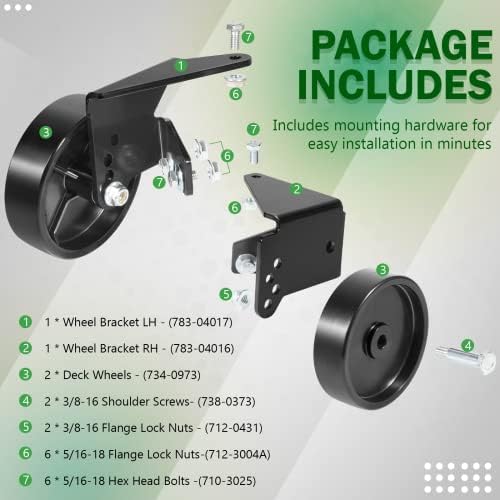 OEM-190-183 Deck Wheel Kit Replacement for MTD Lawn Tractor 38-Inch and 42-Inch Decks 2009 and Prior