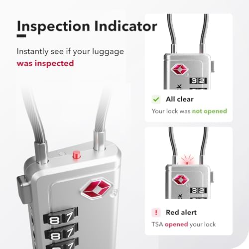 TSA Approved Luggage Locks, Travel Locks with Inspection Indicator