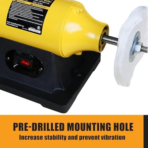 Woodskil 6" 1/2HP Benchtop Buffer Polisher,4A,3450RPM