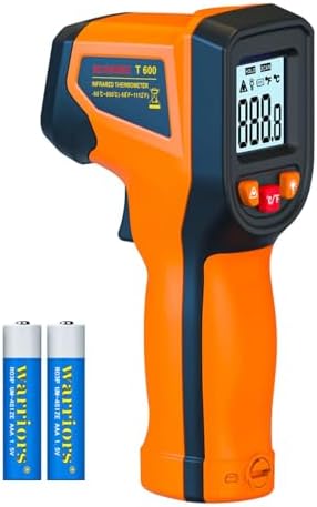 Laser Infrared Thermometer Non-Contact Digital Temperature Gun, -58℉～1112℉(-50℃～600℃) IR Thermometer for Industrial, Kitchen Cooking, Automotive, HVAC (Not for Human Body Temp)