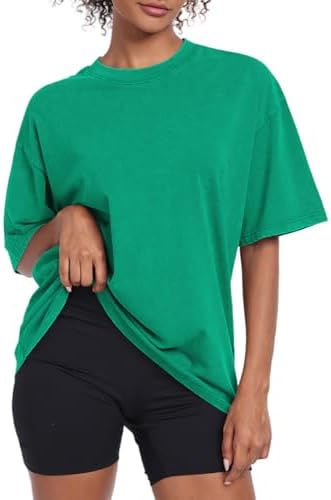 Womens Vintage Oversized T Shirts Acid Washed Baggy Cotton Tee Workout Gym Shirts Boyfriend Short Sleeve Tops