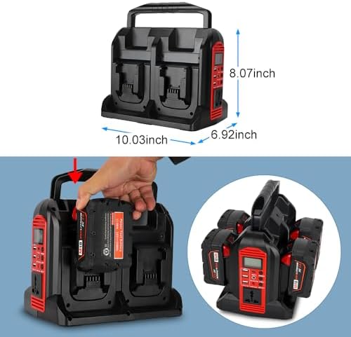 Choerinton 350W Power Inverter for Milwaukee M18 18V Battery 4-Port 18V DC to 120V AC Inverter with LED Light, 3 USB-A,1 USB-C, DC and AC Ports. Portable Battery Inverters for Outdoor Use(Tool Only)