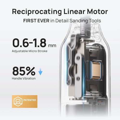 HOZO NeoSander Reciprocating Detail Sander, Mini Electric Pen Sander with 13000 SPM Linear Motion, Adjustable Stroke for Precision Sanding, Ideal for 3D Printing, Model Making, Crafts & DIY Projects