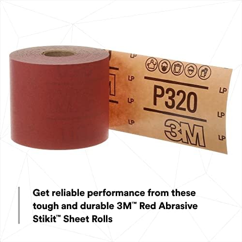 3M Red Abrasive Stikit Sheet Roll, 01681, P400, 2-3/4 in x 25 yd