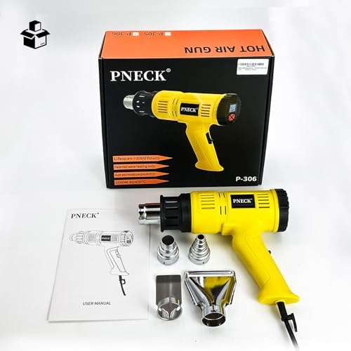 Heat Gun 2000W with LCD Digital Display, 140°F-1202°F Variable Temperature with 2 Speeds, Heavy Duty Hot Air Gun Kit with 4 Nozzles for Crafts, Shrinking PVC, Stripping Paint