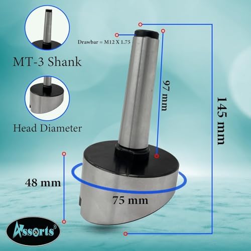 3" Inch II 75 mm Head Diameter Fly Cutter For Milling & Lathe Machine with Replaceable Carbide Insert Indexable Tool MT-3 Shank (M12 x 1.75 mm)