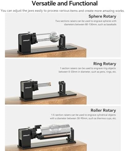 Falcon A1 Rotary Kit Pro Upgrade Package with 12 Risers，Jaw Chuck Rotary for Engraving Cylindrical Objects, Wine Glass, Baseball Bat, Ring for Ceality Falcon A1 Falcon A1 Pro(No Glasses Version)