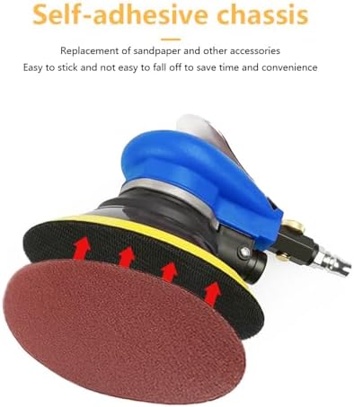 Air Palm Random Orbital Sander, Dual Action Pneumatic Polisher Speed Adjustable Grinding Sanding (Blue, 6inch)
