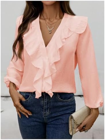GORGLITTER Women's Ruffled Top Blouses Dressy Business Casual Outfits