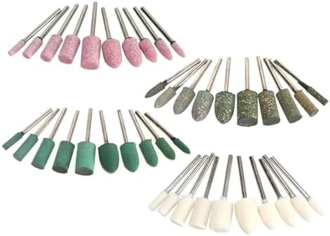 10PCS Wool Felt Ceramic Grinding Head Pointed Polishing Sesame Sponge Rubber Abrasive Wheel 3mm Shaft Mounted for Rotary Tool
