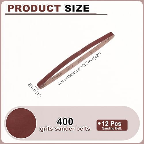 HARFINGTON 1 x 42 Inch Sanding Belts, 12 Pcs 400 Grits Aluminum Oxide