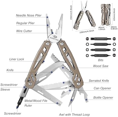 MOSSY OAK 21-in-1 Multitool, Stainless Steel Pliers with Pocket Knife