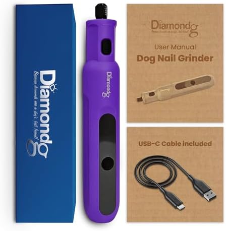 Diamondg Micro Dog Nail Grinder - Quiet Sound with LED Light, Purple