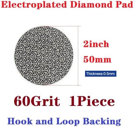Electroplated Diamond Sanding Paper Sheet Pad,60Grit 2inch 50mm Grinding Sandpaper Pad Hook and Loop Backing for Metal Glass Porcelain Ceramic Hand Polishing & Trimming (1 Piece)