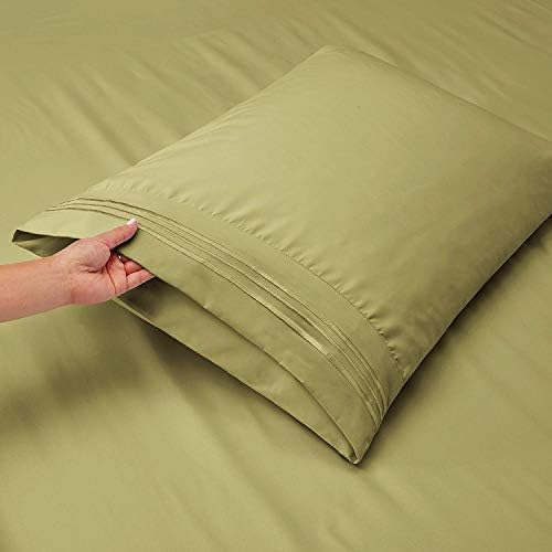 JS Sanders 1200 Thread Count Queen 4PC Bed Sheet Set Egyptian, Deep Pocket Deep Pocket, SAGE Green