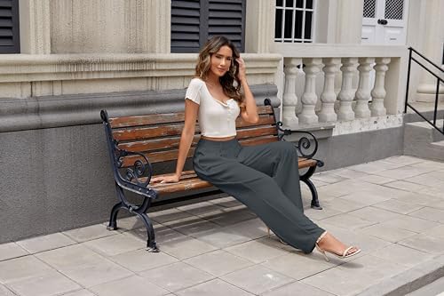KICZOY Women Casual Wide Leg Dress Pants High Waist Lightweight Flowy Pants