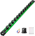 Reniteco Magnetic Socket Organizer, 1/2” Aluminum Alloy Rail, 12 Clips | Heavy-Duty Socket Rails, Removable 360° Swivel ABS Clips, Magnetic Base, Tool Box Drawer or Wall Mount
