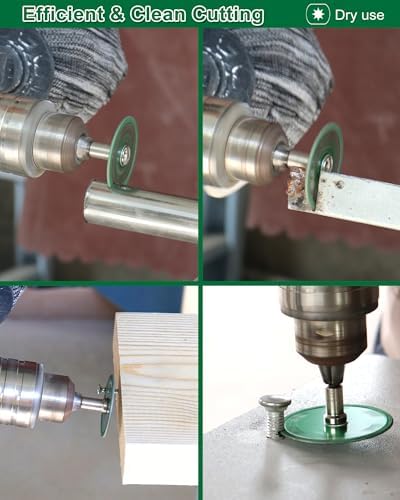 Diamond Rotary Tool Cut-Off Wheels - 10pcs 1-9/16 Inch(40mm) Metal Cutting disc for Rotary Tool Accessories with 2pcs 1/8” Mandrels for Metal, Iron Pipe, Iron Sheet, Bolts, Screws