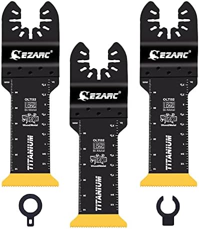EZARC Titanium Oscillating Saw Blades, Extra-Long Oscillating Multitool Blades for Metal, Wood Nails, Screws Cutting, Plastic, 3 Pack
