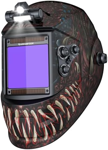 ARCCAPTAIN Auto Darkening Welding Helmet with Light, 3.94"X3.66" Large View