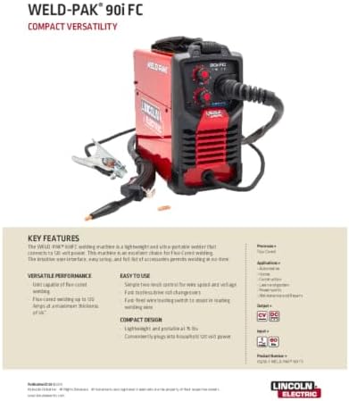 Lincoln Electric Weld-Pak 90i MIG MIG/Flux-Cored Wire Feeder Welder, Extra Large Metal Working Gloves, and MIG & Flux Cored Welding Wire Combo Kit, K5387-9