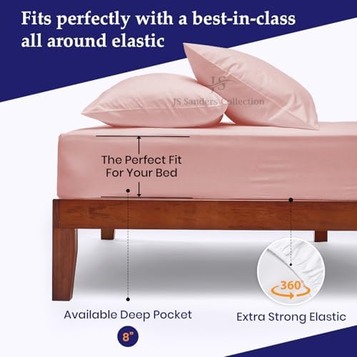 JS Sanders AFT Berth Boat Sheet 3 Pcs 600 TC Egyptian Cotton,Blush