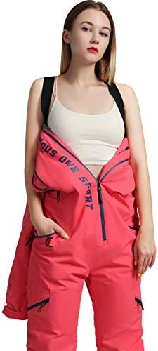 Women One Pieces Ski Suits Waterproof Warm Insulated Ski Jumpsuit Removable Hood Snowsuit for Snow Sport