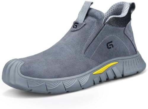 GLANOUDUN Steel Toe Shoes for Men Welding Work - Slip-On, Mid-Top Coverage
