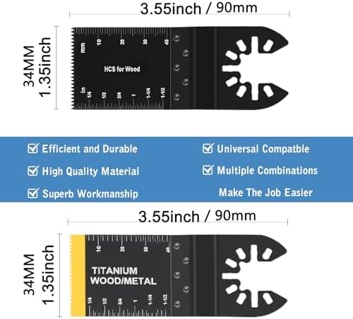 AIFICUT 100pcs Oscillating Saw Blades Universal Wood Multitool Blades Quick Release Oscillating Tool Blades Kits Fit Porter Cable Black & Decker Rockwell Ridgid Ryobi Milwaukee Chicago Craftsman