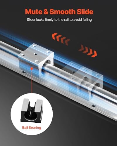 VEVOR Linear Rail, 2PCS SBR20-1500mm, Linear Slide Rail, 4 PCS SBR20UU Bearing Block CNC Kit Linear Rails and Bearings Kit CNC Rails Linear Rail Set, for Automated Machines and Equipment