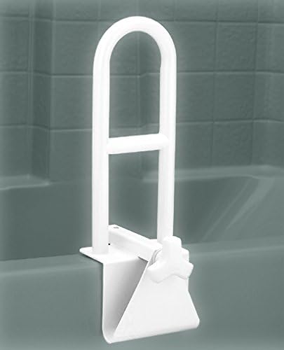 Bathtub Safety Rail Grab Bar – Tool-Free Clamp-On Tub Rail for Seniors & Mobility Support, No Assembly Required, Adjustable 3”–7” Fit, Steel Rust-Resistant, White