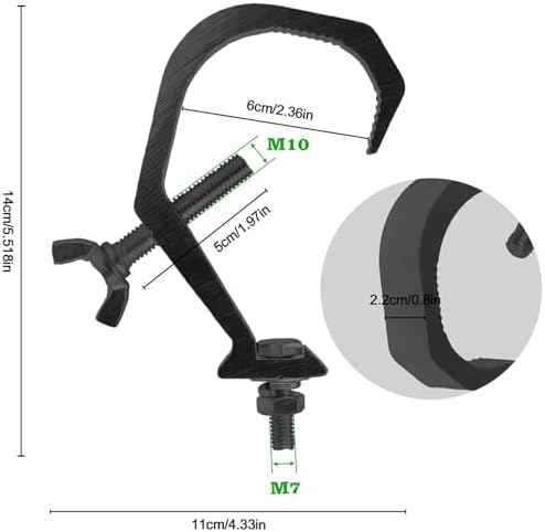 jindaaduio Stage Light Clamp, Lighting Truss Clamps (40mm-60mm 30kg), Truss C-Clamp Used for Spotlight and Moving Head(2 pcs Black)