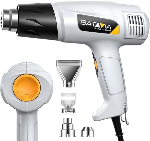 BATAVIA 1800W Heat Gun Variable Temp 122℉-1202℉ for Crafts, Vinyl Wrap