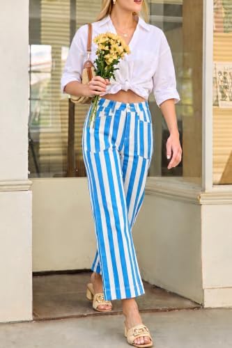 Cicy Bell Womens Cropped Wide Leg Jeans High Waisted Baggy Denim Ankle Pant