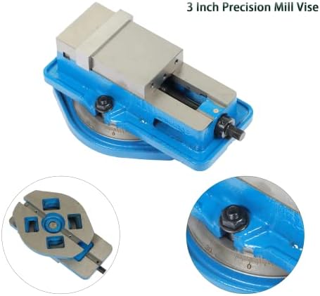 3 Inch Accuracy Mill Vise with 360 Degree Swiveling Base Heavy Duty Milling Machine Vise Fit for CNC, Milling Machines and Machining Centers